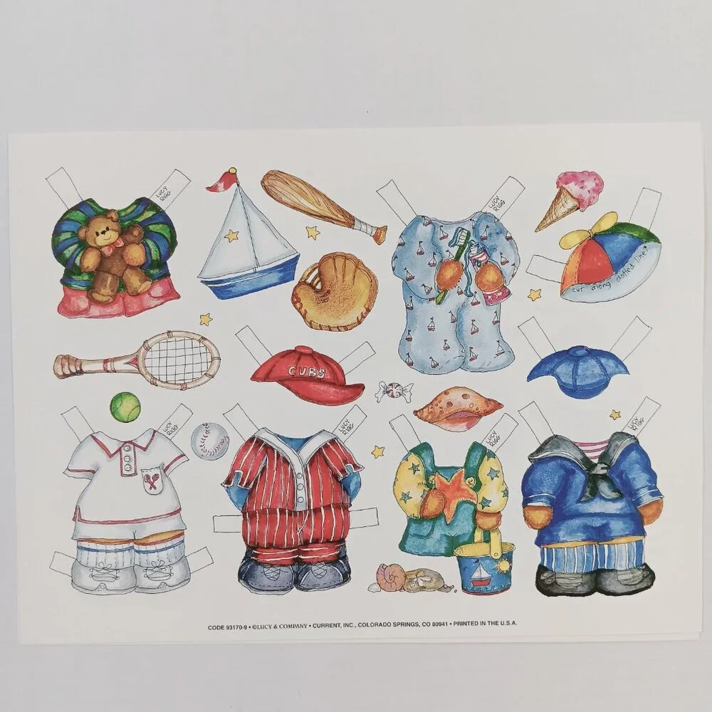Current Lucy & Company Paper Doll Set Bears Family 6 Sheets in Folder